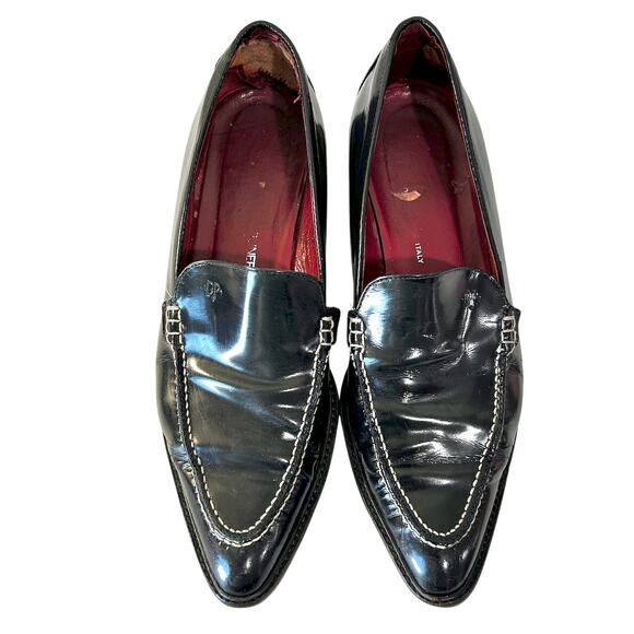 Vintage Donald Pliner Italian Black Leather Slip On Loafers 6M Quiet Luxury - Picture 2 of 7